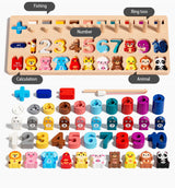 Montessori Wooden Number Learning Toy – Fishing, Ring Toss & Shape Sorting